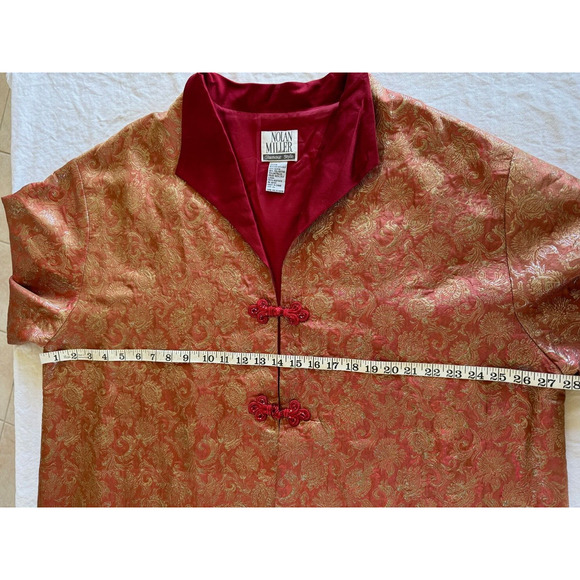 Vtg Nolan Miller Kimono Silk Metallic Orange Tapestry Jacket 2X - Picture 10 of 10